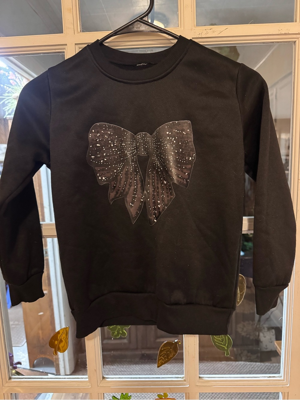 Source Unknown Black Girls' Sweatshirt with Glitter Bow
